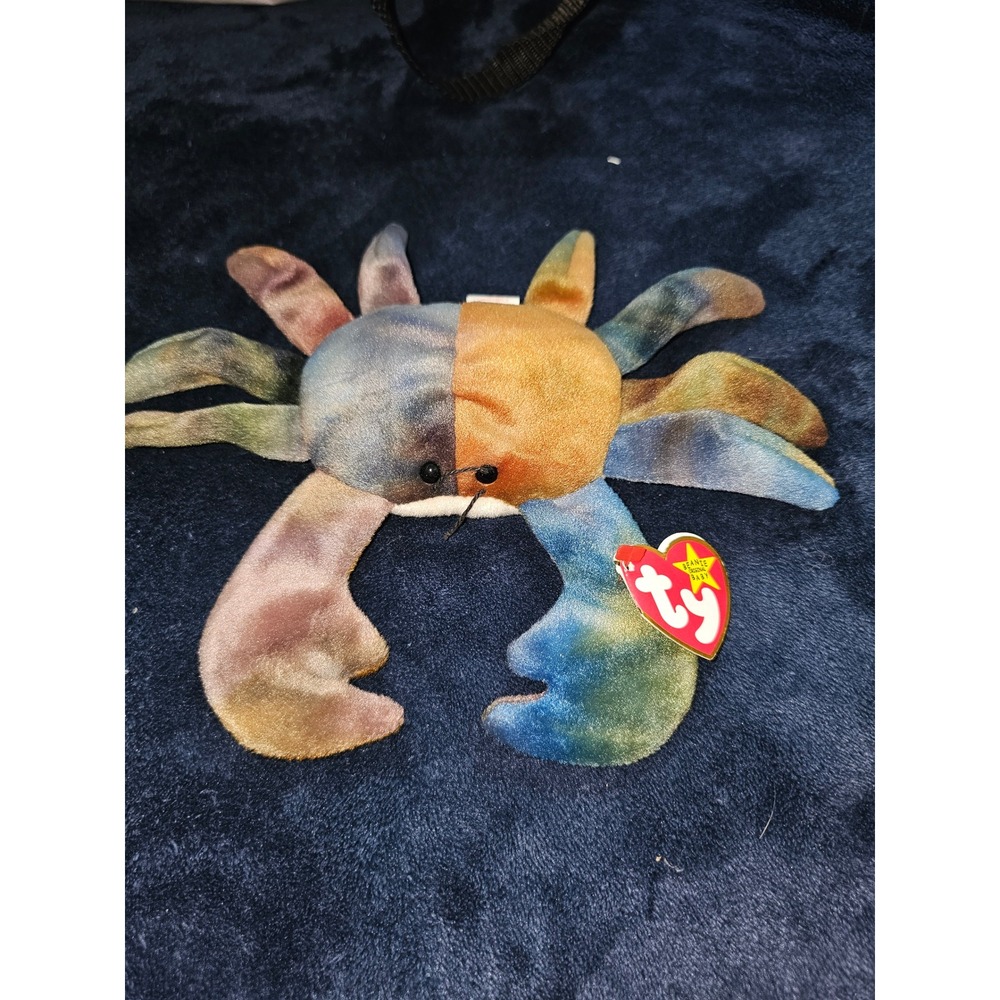 Ty Beanie Baby Claude the Crab Tie Dye Plush Stuffed Animal 1996 4th Gen Tag
